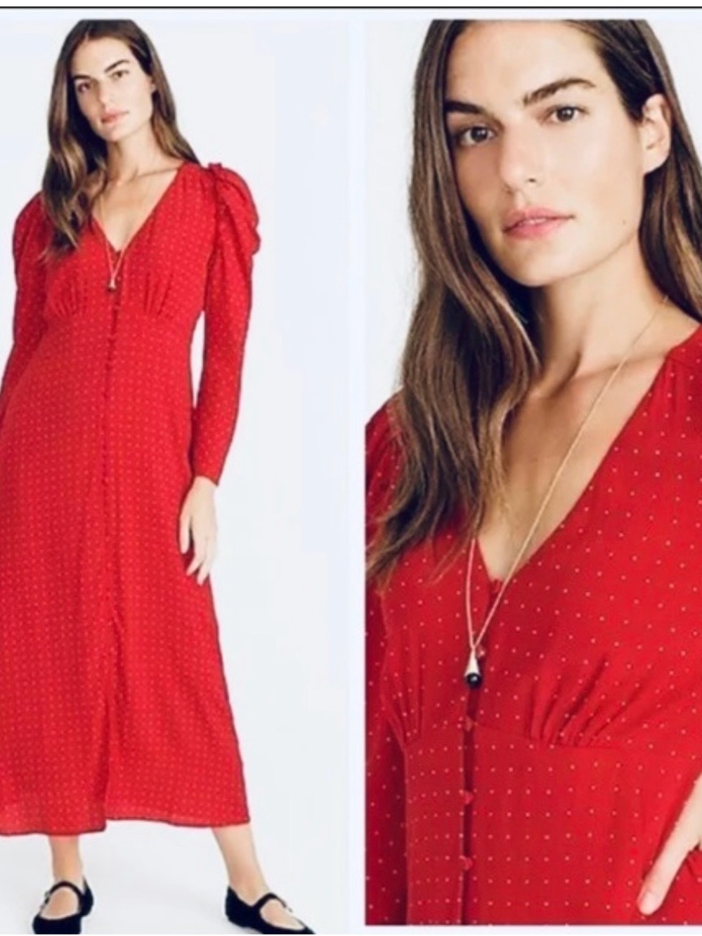 J. Crew polkadot maxi dress in red and white